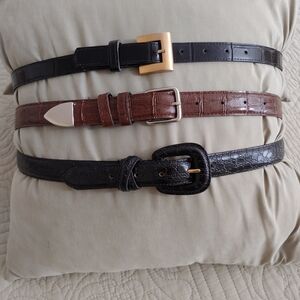 Women's Patterned Belts - Black and Brown